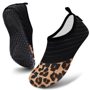 Water Sports Shoes for Women, Leopard Pattern Barefoot Quick-Dry Aqua Yoga Socks