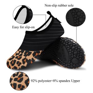 Water Sports Shoes for Women, Leopard Pattern Barefoot Quick-Dry Aqua Yoga Socks