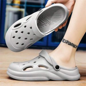 Men’s Hollow Out Thick Bottom Beach Shoes, Outdoor, Anti-Slip, Wear-Resistance, Height Increasing, Soft Sandals