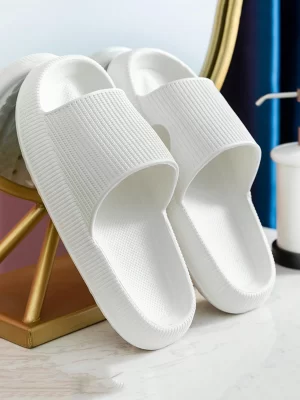 Summer Eva Slippers For Men, Suitable For Home, Bathroom, Outdoor, Beach, Water, White