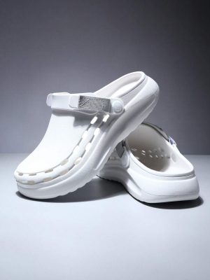 Men’s White Hollow Out Design Casual Sandals, Perfect For Travel, Street Or Beach Activities, Lightweight And Comfortable